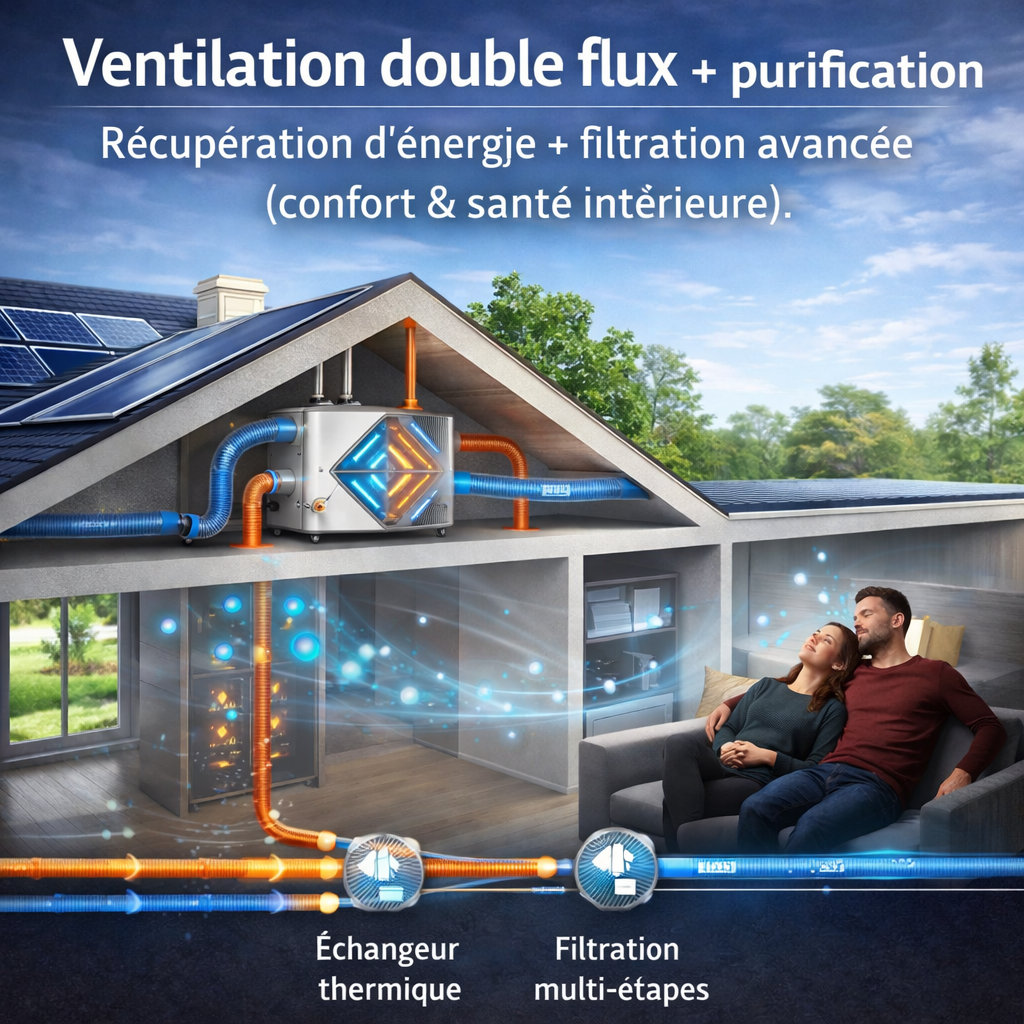 Ventilation double flux — air sain et énergie récupérée